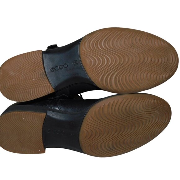 Ecco Saunter Black Leather Mid Cut Ankle Chelsea Boots Size 39 US Size 8-8.5 - Picture 13 of 14